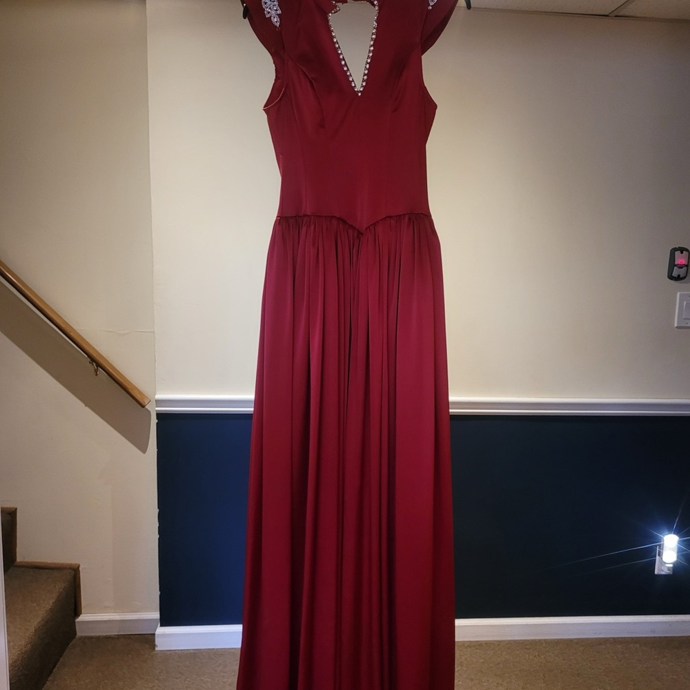 CUSTOM designed red silk ball gown